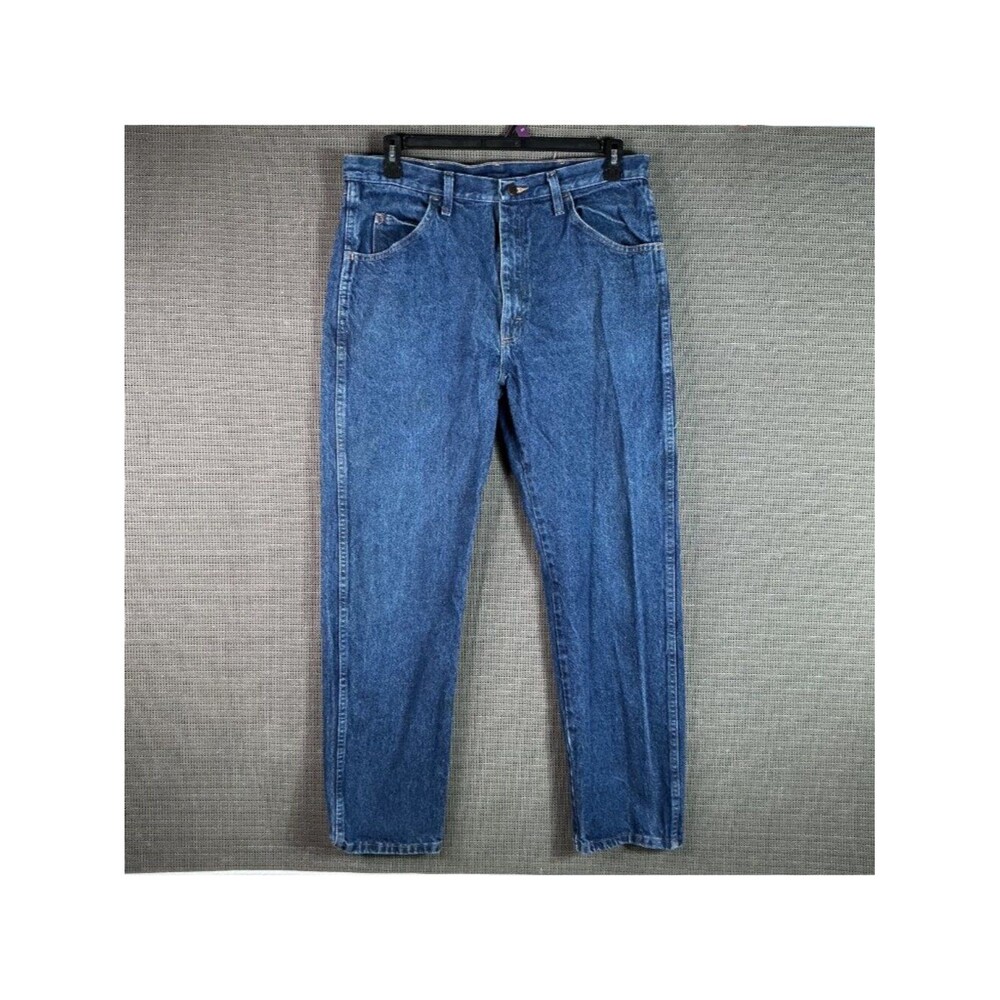 Rustler Mens Blue Denim Jeans 36x32 Relaxed Fit 100% Cotton Classic Straight Leg
